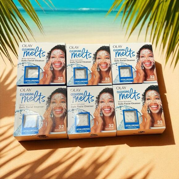 Olay Face Cleansing Melts Hyaluronic 32 Dissolving Pads Daily Travel Gym Lot x6 - Picture 10 of 10